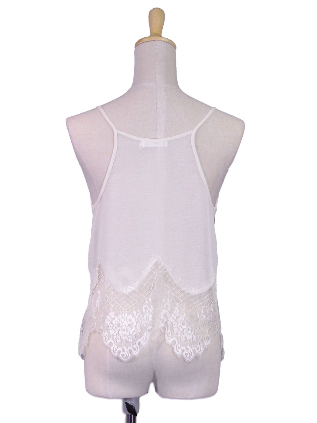 Lush Sweet Vintage Inspired Bridal Delicate Lace Hemline Sheer Woven Top