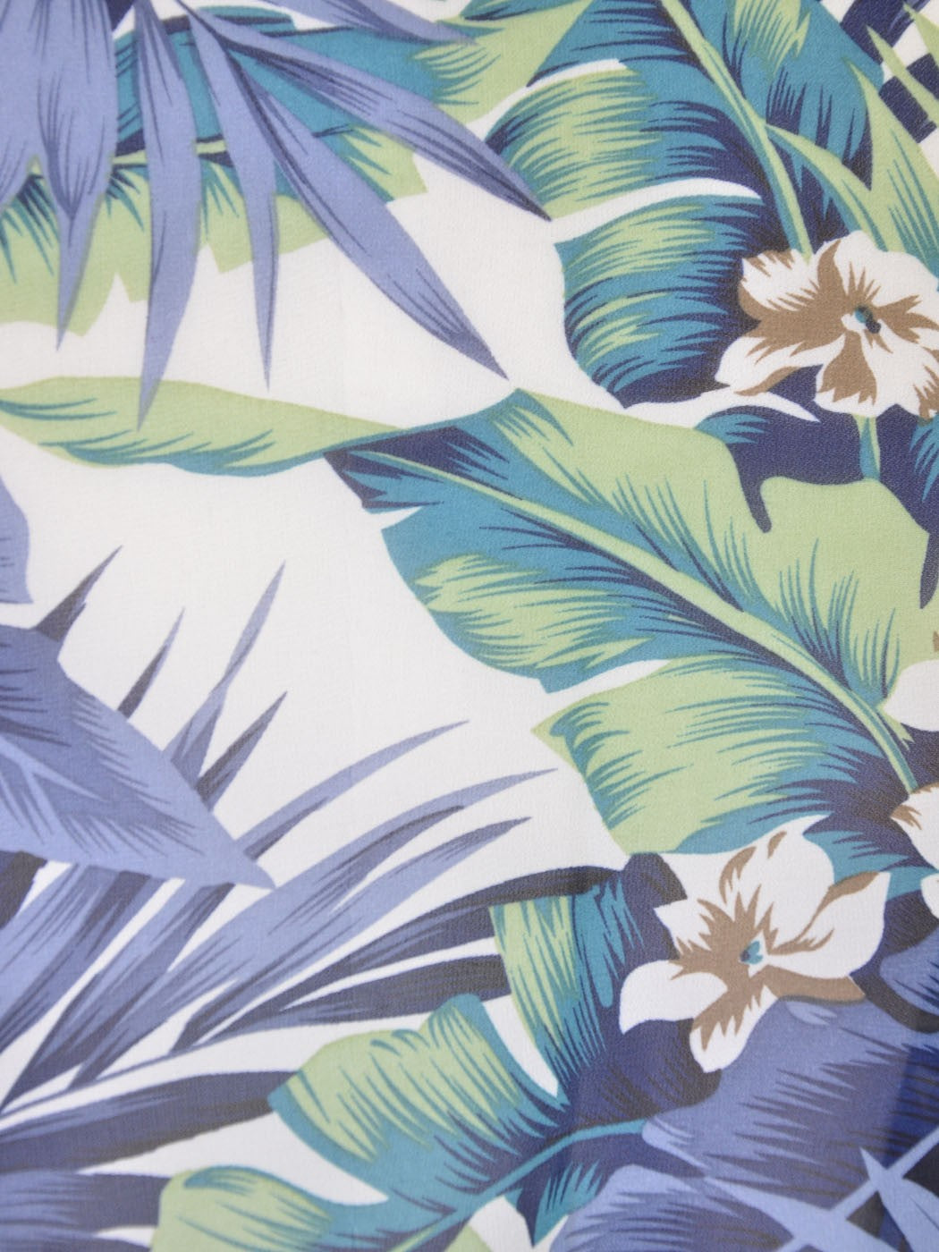 Blu Pepper Tropical Palm Tree Leaves Open Front Fringe Hem Chiffon Kimono Wrap