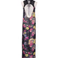Love & Love Classy Goth Floral Print Corset Back Collar Long Chiffon Tunic Dress