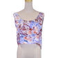 Uniq Spring Splash Floral Print Sleeveless Lattice Ribbon Bow Back Blouse Top