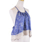 En Creme Oriental Floral Print Lace Trim Double T-Back Halter Blouse Top