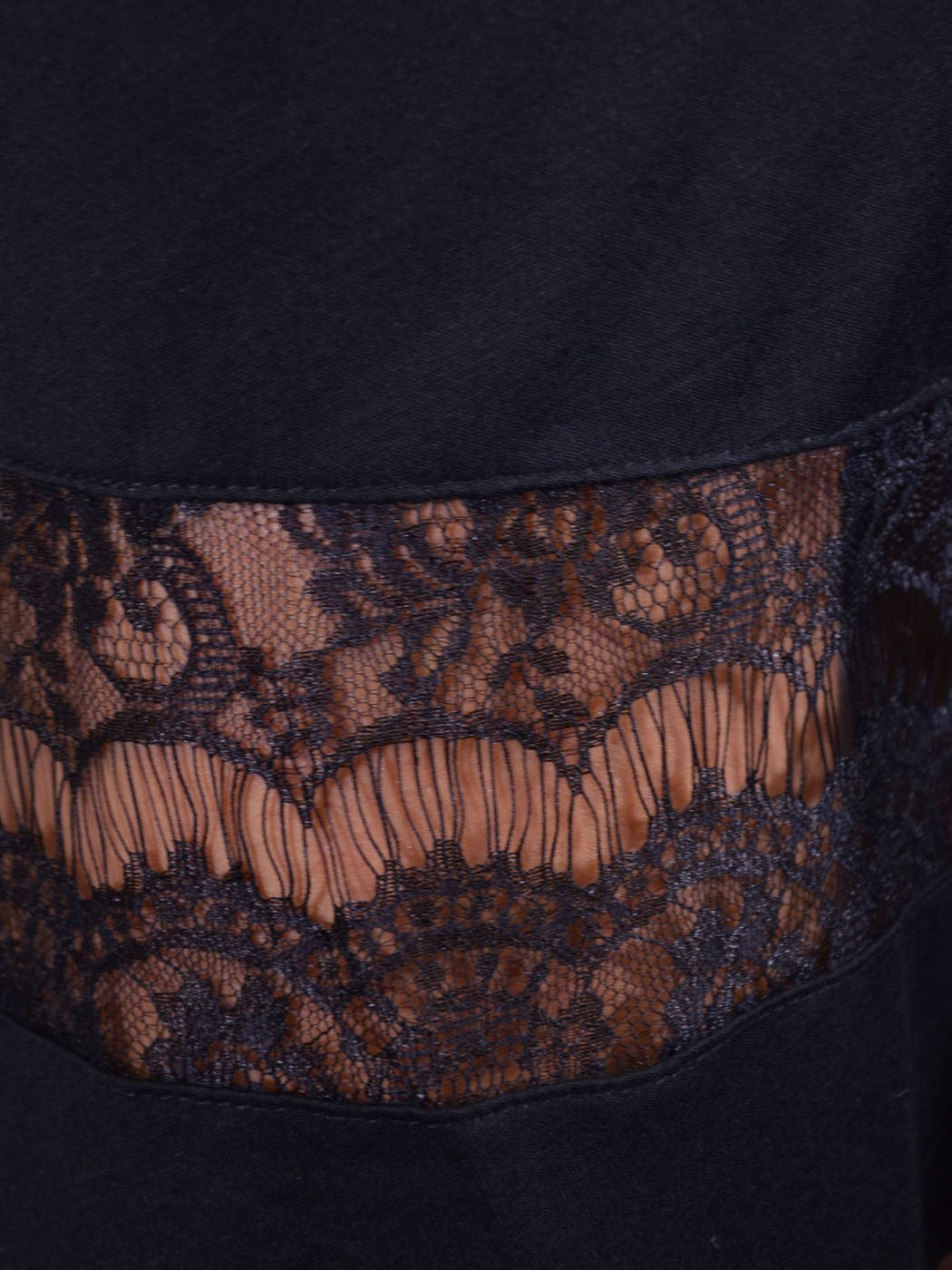 En Creme Fanciful Asymmetrical Lace Details Elastic Waist Jersey Knit Skirt