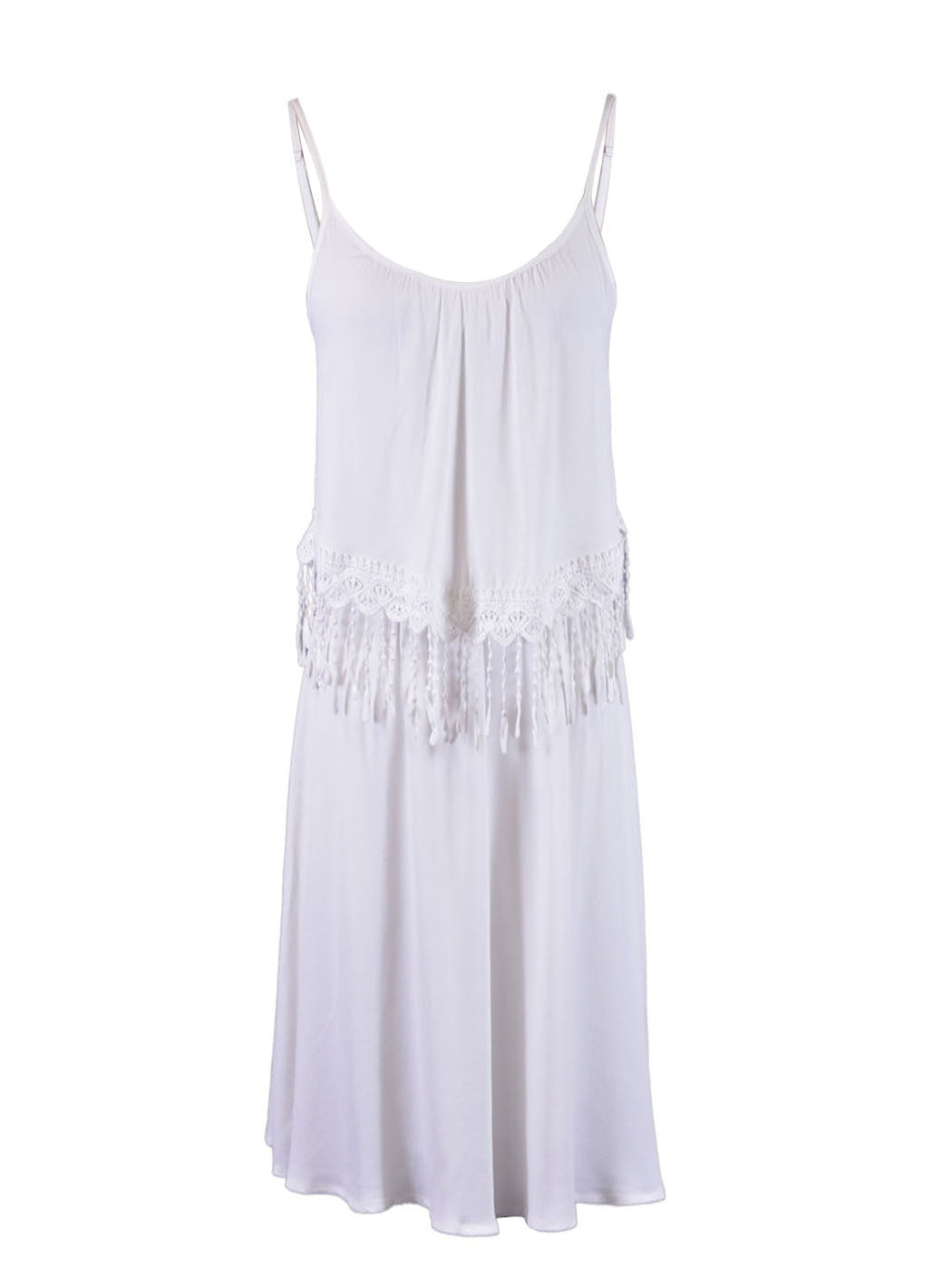 Lush Modern Flapper Inspired Cluny Fringe Trimmed Woven Bridal Party Dress