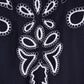 Ark & Co Enticing Flirty Floral Embroider Front Fringe Tassel Hem Chiffon Blouse