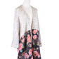 Audrey 3+1 Cozy Trendy Contrast Knit Woven Floral Print Cardigan Sweater Wrap