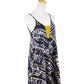 Lush Eccentric Abstract Artistic Front Yellow Band Loose Fit Woven Shift Dress