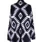 Cotton Candy Brand Black and White Geometric Print Fuzzy Texture Cardigan