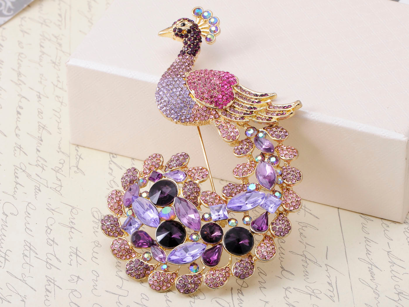 Exotic Purple Lavender Peacock Pea Train Pin Brooch - ALILANG.COM