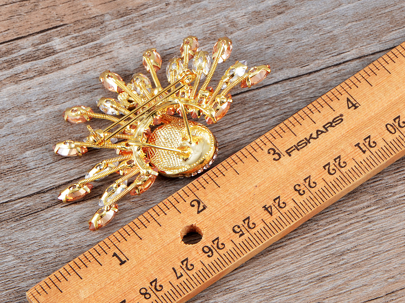 Swarovski Crystal Vintage Topaz Brown Peacock Bird Brooch Pin