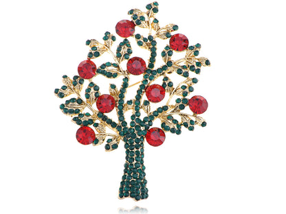 Realistic Peridot Element Apple Wood Tree Pin Brooch