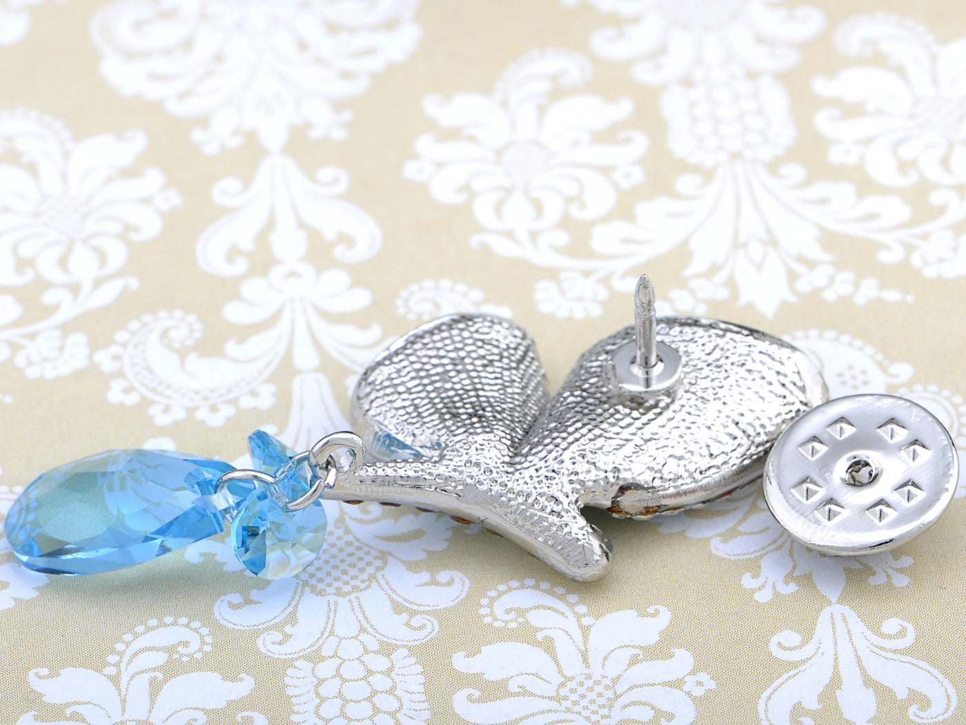 Elements Aquarmarine Blue Color Dragonfly Pin Brooch