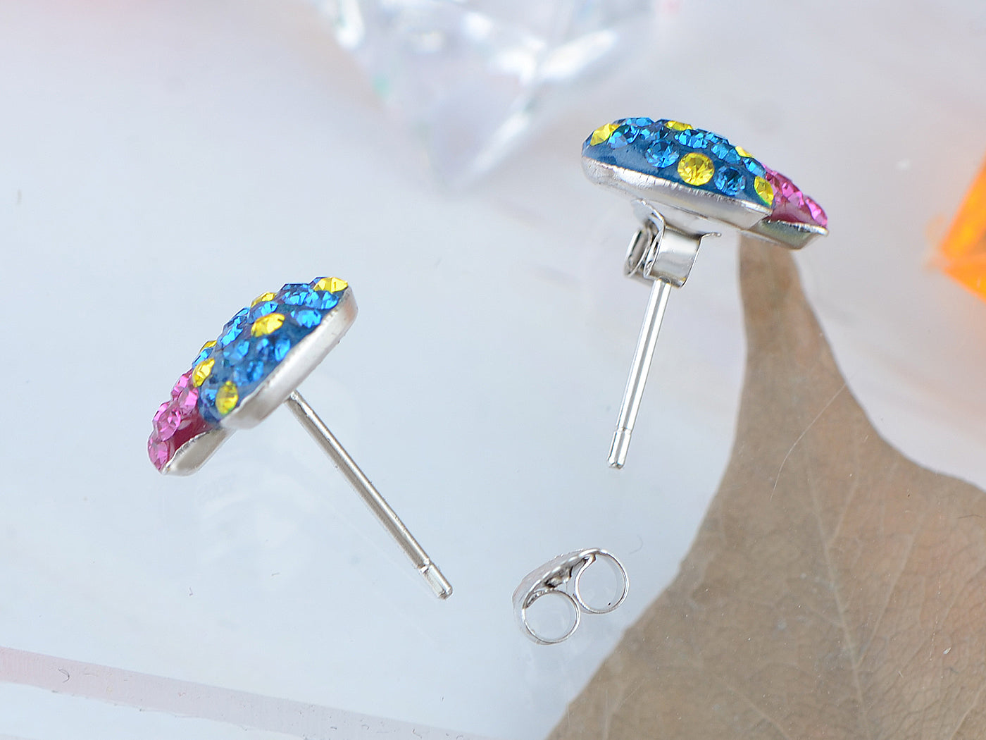 Swarovski Crystal Toadstool Cartoon Sapphire Yellow 925 Mushroom Ag Earrings