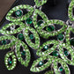 Element Silver Emerald Green Colored Leaf Eye Dangle Earrings
