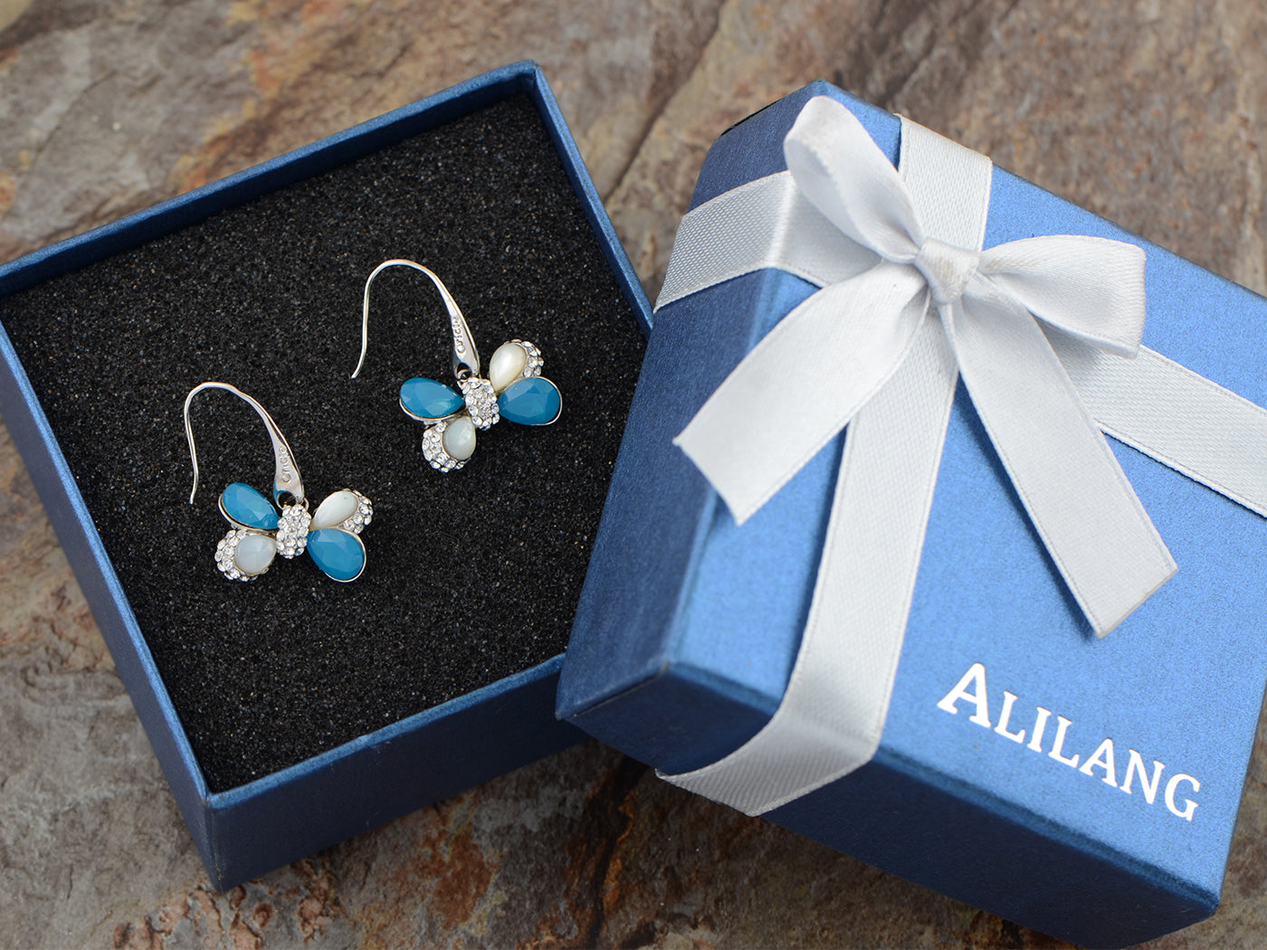 Swarovski Crystal Butterfly Dangle Earrings