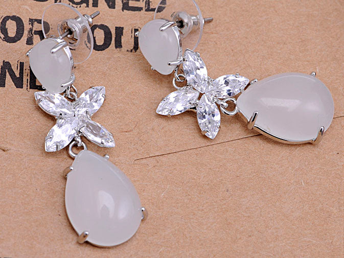 Element Silver Opal Colored Butterfly Teardrop Dangle Earrings