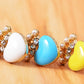 Pearl Enamel Crown Heart Stud Earrings Set