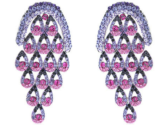 Element Silver Ombre Purple Rainbow Teardrop Dangle Earrings