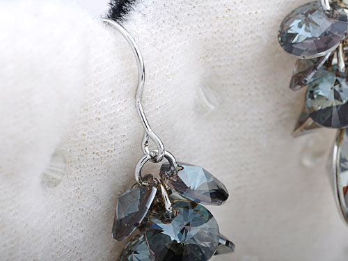 Swarovski Crystal Black Diamond Colored Cluster Burst Dangle Earrings