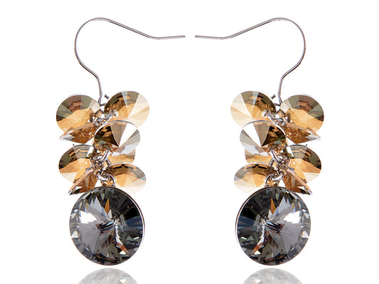 Swarovski Crystal Black Diamond Colored Cluster Burst Dangle Earrings