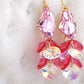 Swarovski Crystal Element Silver Rose Pink Colored Cluster Gems Fish Hook Dangle Earrings