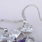 Swarovski Crystal Element Silver Purple Bow Ribbon Fish Hook Dangle Earrings