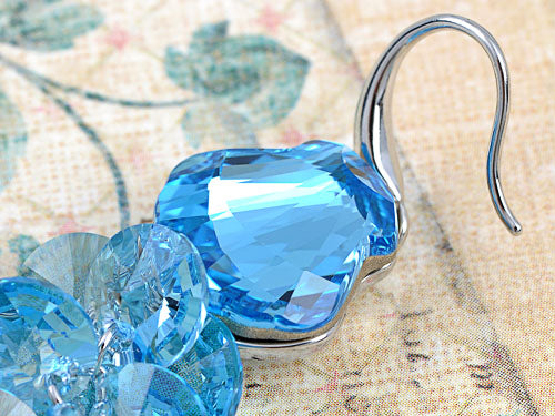 Element Silver Blue Tadpole Grape Cluster Fish Hook Dangle Earrings