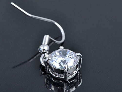 Swarovski Crystal Element Silver Colored Circle Fish Hook Dangle Earrings