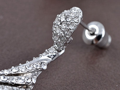 Swarovski Crystal Element Silver Wavy Dew Drop Dangle Earrings