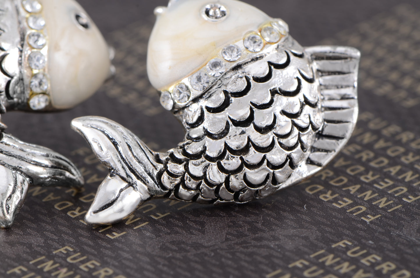 Swarovski Crystal Element Antique Silver Fish Stud Earrings - ALILANG.COM