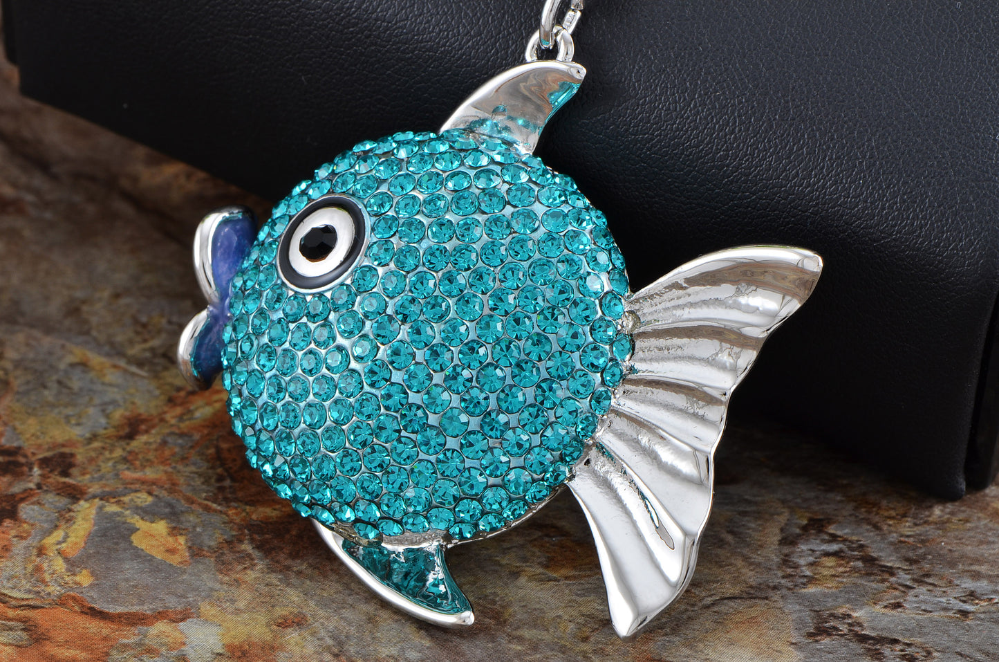 Fat Aquamarine Angel Piranha Attack Fish Keychain