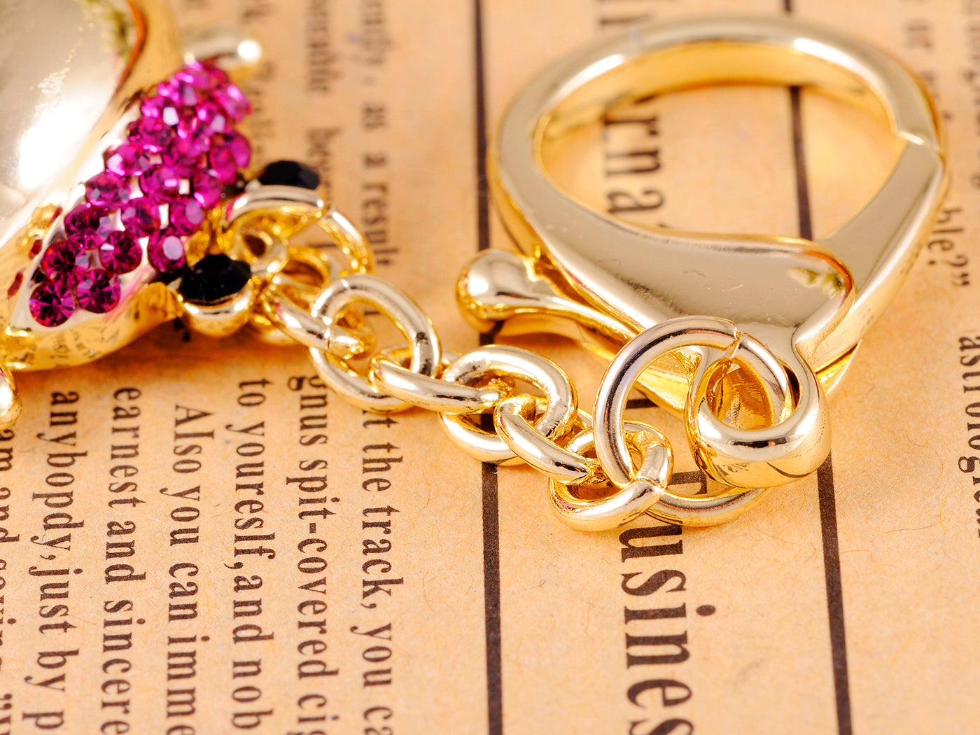 Fuchsia Pink Spotted Ladybug Insect Keychain