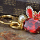 Swarovski Crystal Ruby Bunny Rabbit Bowtie Pearl Bead Keychain