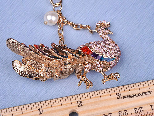 Indian Peafowl Peacock Bird Clip Hook Keychain