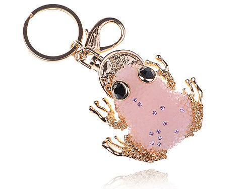 Pink Lucky Mini Fat Tree Frog Toad Charm Keychain
