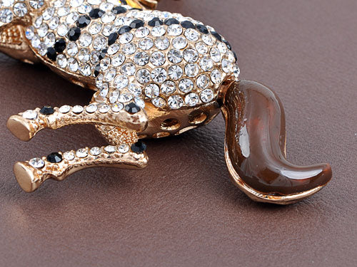 Galloping Striped Blonde Horse With Bright Blue Zircon Eye Keychain