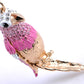 Pink Painted Ombre Feathered Parrot Perched On Mini Branch Keychain