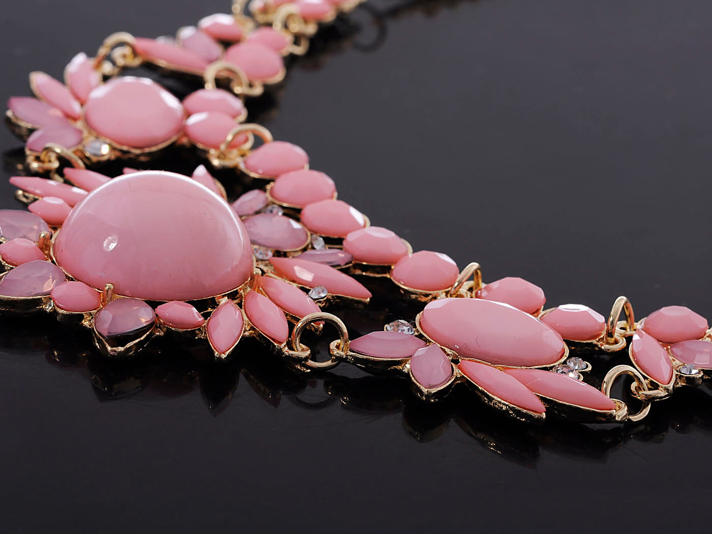 Pink Accented Clustered Chain Necklace