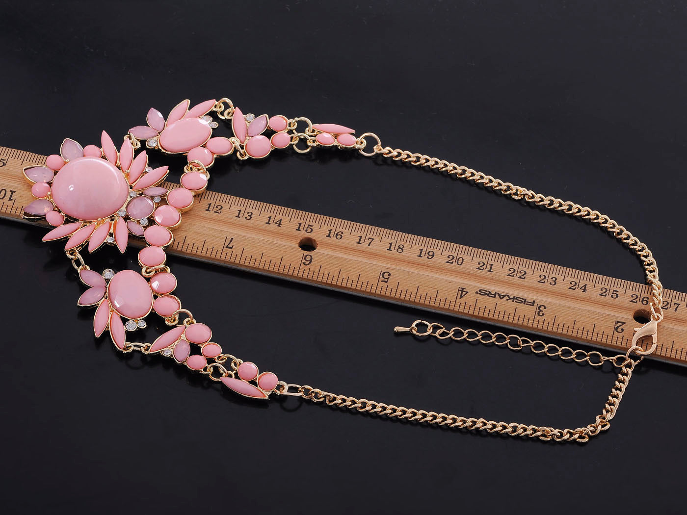 Pink Accented Clustered Chain Necklace