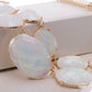 Oval Gem White Opal Dangling Necklace