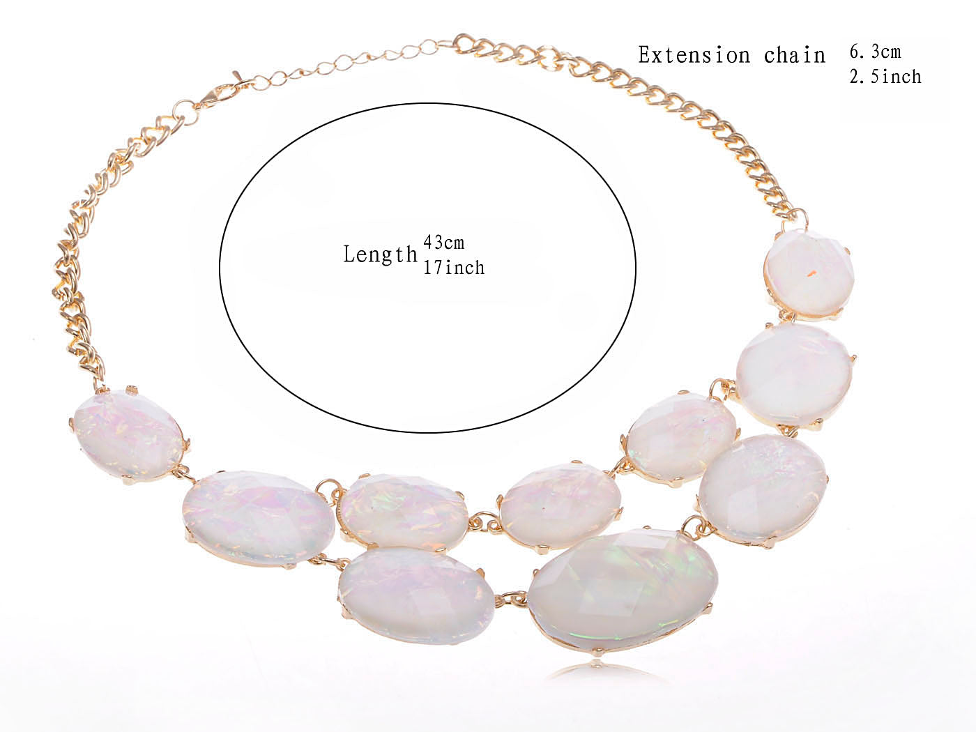 Oval Gem White Opal Dangling Necklace
