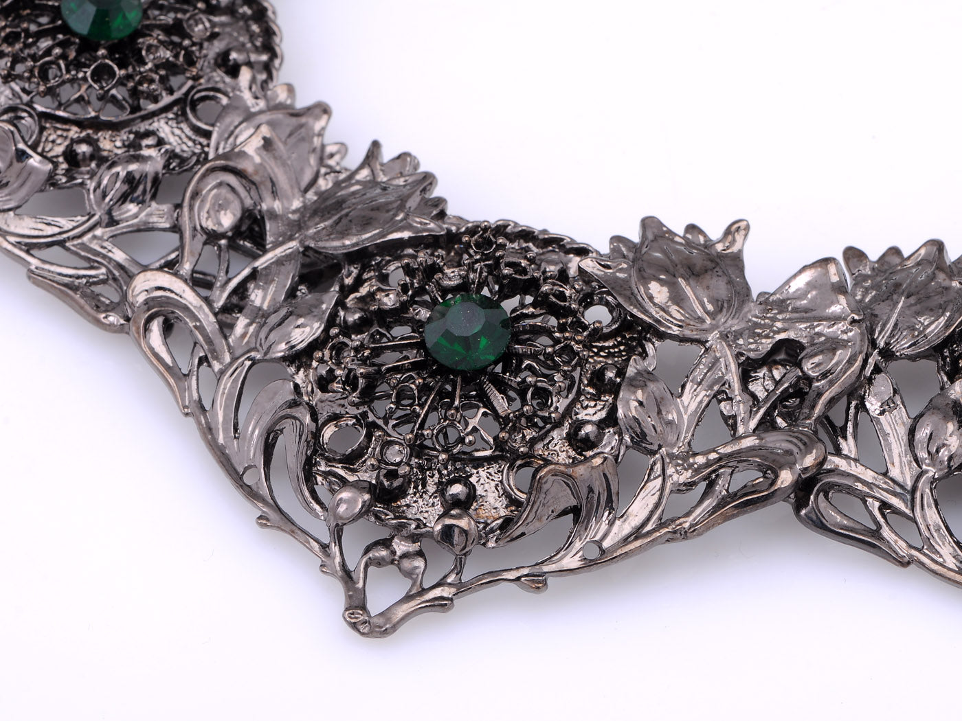 Flower Garden Emerald Collar Bib Necklace
