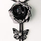 Black 3D Rose Flower Butterfly Cut Out Tassel Necklace