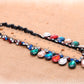 Festive Multicolor Gem Teardrop Black Chain Necklace