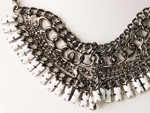 Ethnic Tribal Gun Chain Link Fan Jewelry Necklace Bib