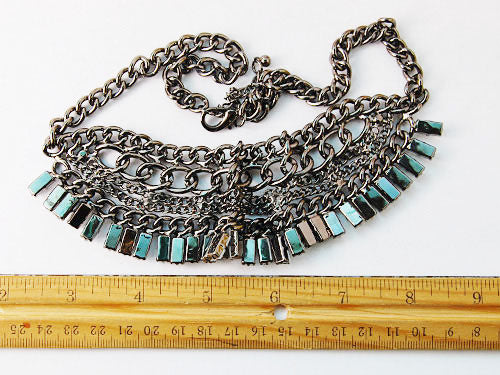 Ethnic Tribal Gun Chain Link Fan Jewelry Necklace Bib
