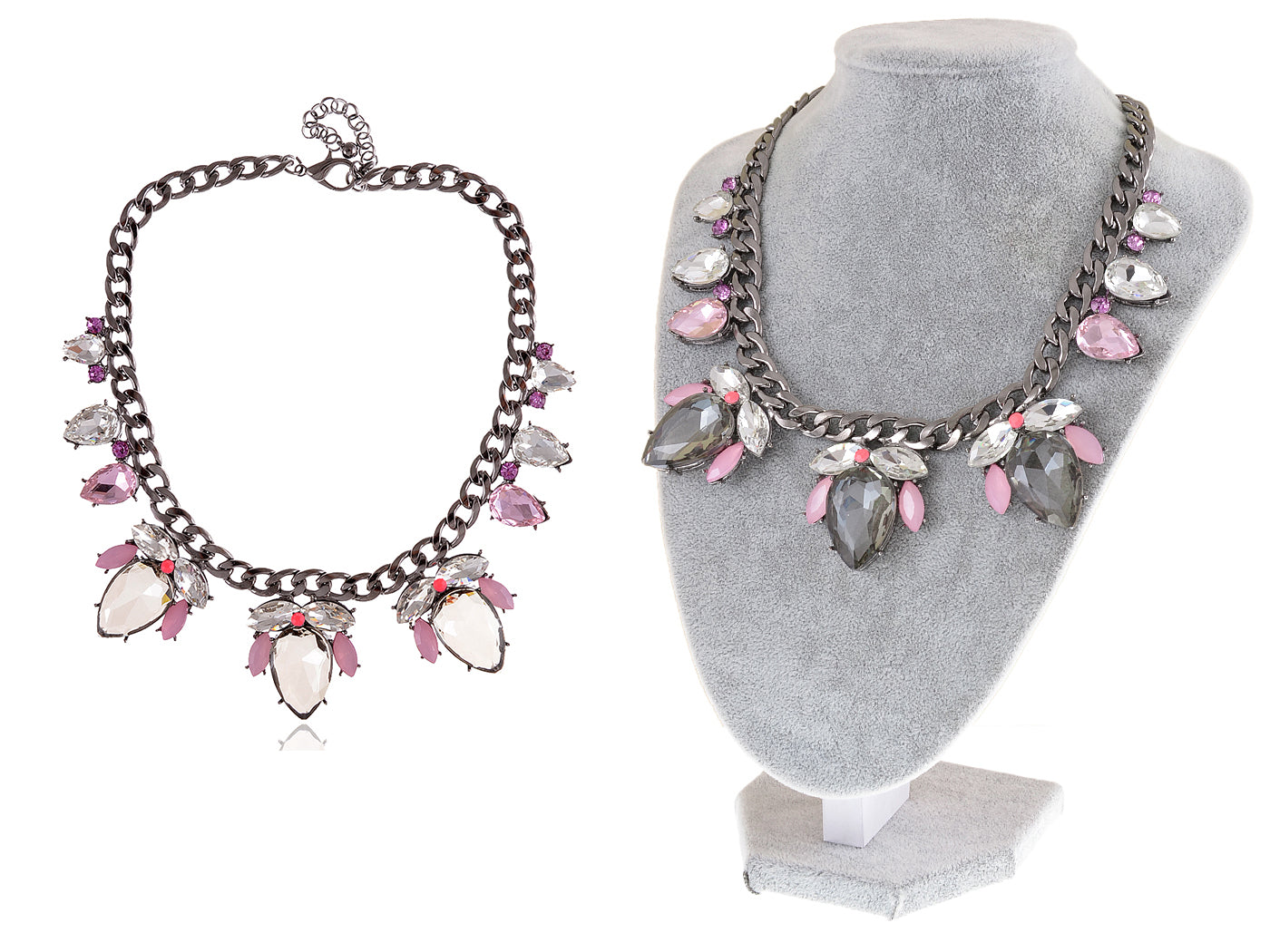 Mouse Gray Pink Chain Necklace