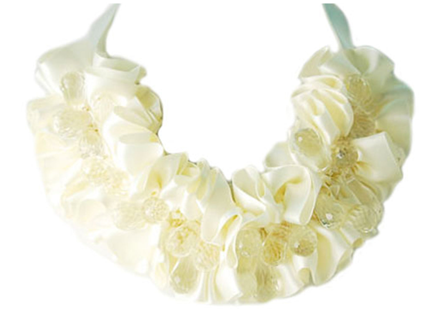 Cream Bridal Wedding Ruffle Ss Gems Jewelry Necklace Bib