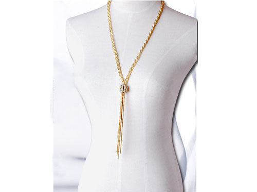 Braid Chain Ball Tassel Scarf Necklace