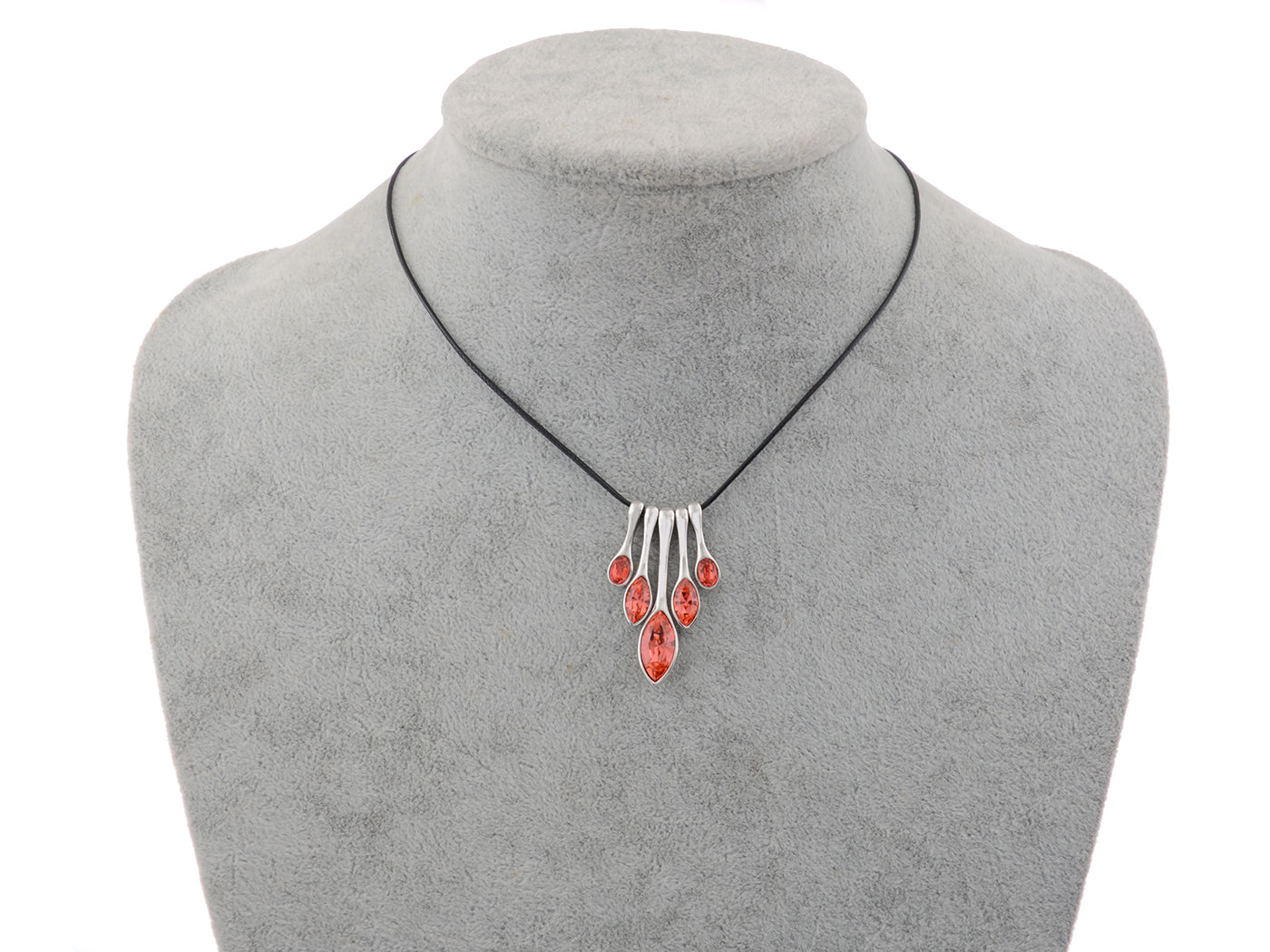 Swarovski Crystal Tribal Ruby Abstract Ice Horn Bone Art Necklace