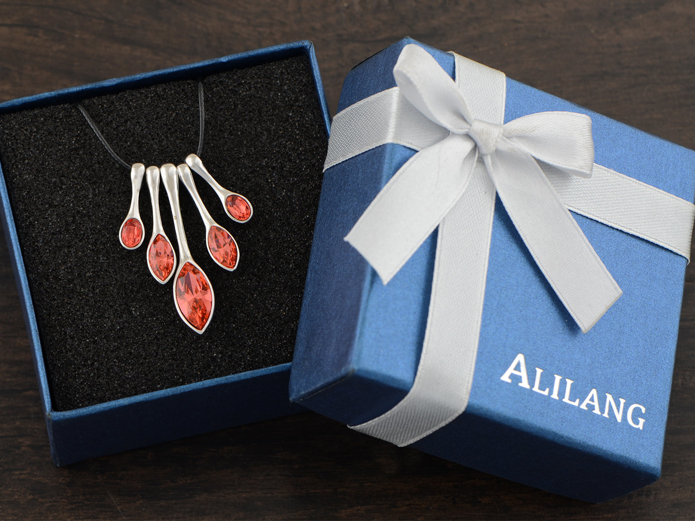 Swarovski Crystal Tribal Ruby Abstract Ice Horn Bone Art Necklace